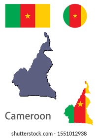 Cameroon silhouette and flag vector illustration