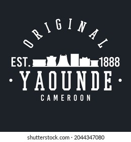 Yaoundé, Cameroon Skyline Original. A Logotype Sports College and University Style. Illustration Design Vector City.
