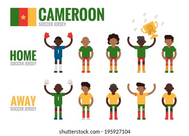 Cameroon soccer team character flat design, vector