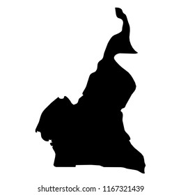 Cameroon - solid black silhouette map of country area. Simple flat vector illustration.