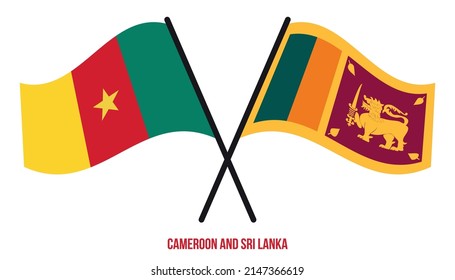 Cameroon and Sri Lanka Flags Crossed And Waving Flat Style. Official Proportion. Correct Colors