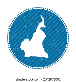 Cameroon striped retro travel sticker. Badge with map of country, vector illustration. Can be used as insignia, logotype, label, sticker or badge of the Cameroon.