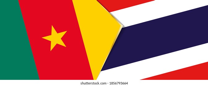 Cameroon and Thailand flags, two vector flags symbol of relationship or confrontation.