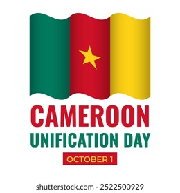 Cameroon Unification Day typography poster. Cameroonian holiday on October 1. Vector template for banner, flyer, sticker, greeting card, postcard, etc