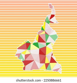 Cameroon vector illustration. Cameroon design on gradient stripes background. Technology, internet, network, telecommunication concept. Powerful vector illustration.
