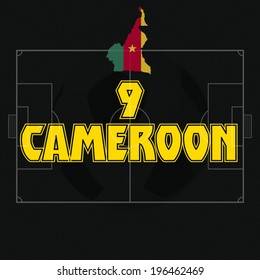 cameroon vector illustration, map with soccer ball