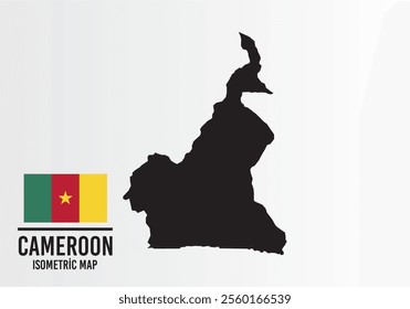 Cameroon vector map with flag next to it. Cameroon map with national flag isolated on white background. Vector illustration.