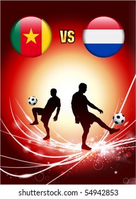 Cameroon versus Netherlands on Abstract Red Light Background Original Illustration