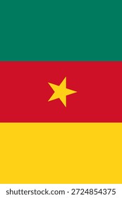Bandera de la Vertical de Camerún en colores, dimensiones y Relación de aspecto oficiales. Bandera de Vector que simboliza el orgullo nacional, la identidad, el patrimonio, el patriotismo y la autoridad