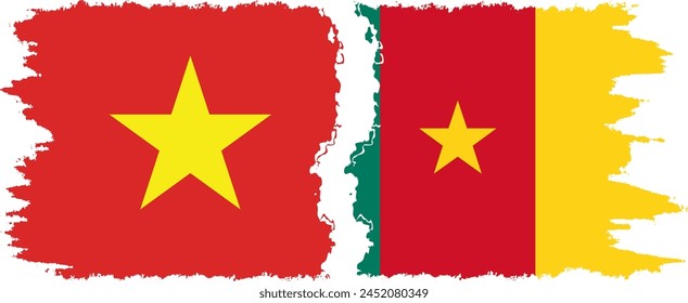 Cameroon and Vietnam grunge flags connection, vector