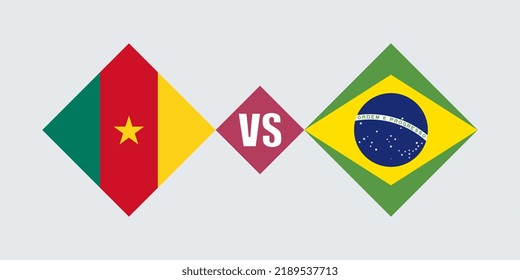 Cameroon vs Brazil flag concept. Vector illustration.