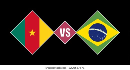 Cameroon vs Brazil flag concept. Vector illustration.