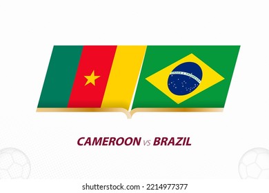 Cameroon vs Brazil in Football Competition, Group A. Versus icon on Football background. Sport vector icon.