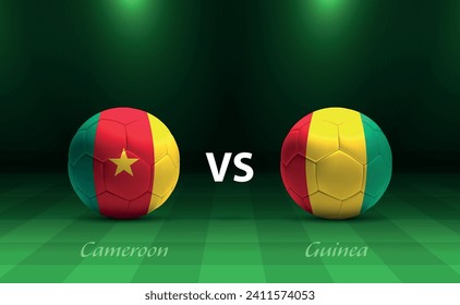 Cameroon vs Guinea football scoreboard broadcast template for soccer africa tournament 2023