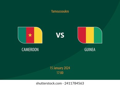 Cameroon vs Guinea football scoreboard broadcast template for soccer africa tournament 2023