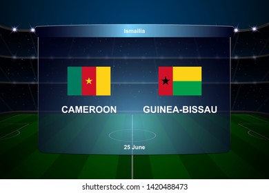 Cameroon vs Guinea-Bissau football scoreboard broadcast graphic soccer template