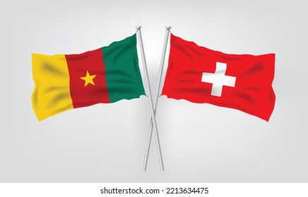 Cameroon vs Switzerland, world Football 2022, World Football Competition championship match country flags. vector illustration EPS.