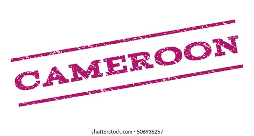 Cameroon watermark stamp. Text caption between parallel lines with grunge design style. Rubber seal stamp with dust texture. Vector purple color ink imprint on a white background.