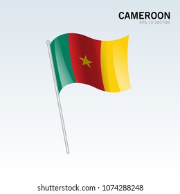 Cameroon waving flag isolated on gray background