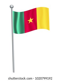 cameroon waving flag on flagpole vector illustration.3d vector icon isolated on white background