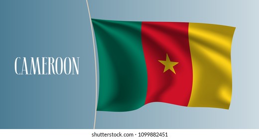 Cameroon waving flag vector illustration. Iconic design element  as a national Cameroonian  symbol 
