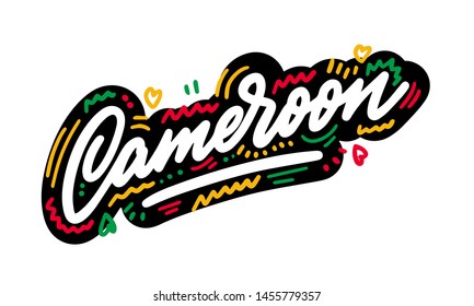 Cameroon  Word Text with Handwritten Font and  Shape Design Vector Illustration.