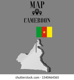Cameroon Yaounde outline world map silhouette vector illustration, creative design background, national country flag, design element, symbols from countries all continents set. 
