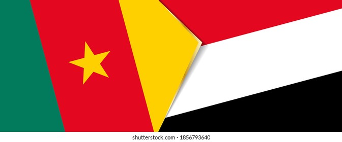 Cameroon and Yemen flags, two vector flags symbol of relationship or confrontation.
