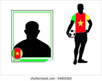 cameroun soccer player and sticker vector
