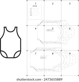  kid’s Cami sleeve less  Body Suit sewing pattern for Multiple sizes included