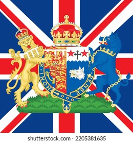 Camilla Coat Of Arms On The United Kingdom Flag, Queen Consort Of The King Charles Third, 2022