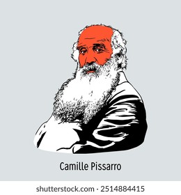 Camille Pissarro was a French and Danish artist of Jewish origin, an impressionist and neo-impressionist, one of the first and most consistent representatives of both impressionism,. Hand-drawn vector