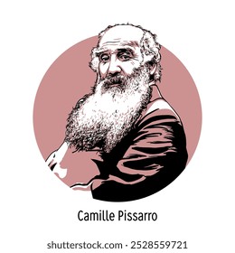 Camille Pissarro was a French and Danish artist of Jewish descent, an impressionist and neo-impressionist. Hand drawn vector illustration