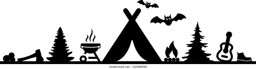 Caming Tent Silhouette Vector