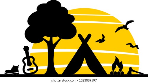 Caming Tent Silhouette Vector
