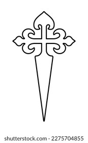 Camino de Santiago cross Symbol icon. Cross of Saint James. Inline  flat Vector illustration