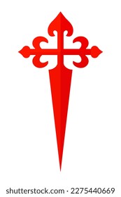 Camino de Santiago Red Cross Symbol icon. Cross of Saint James. Vector illustration