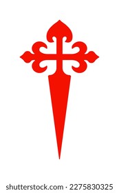 Camino de Santiago Red Cross Symbol icon. Cross of Saint James. Vector illustration