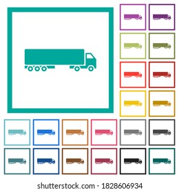 Camion flat color icons with quadrant frames on white background