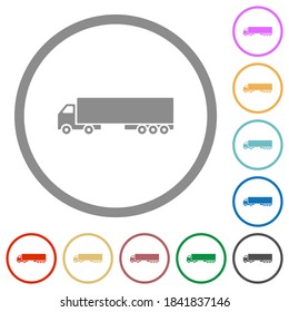 Camion flat color icons in round outlines on white background