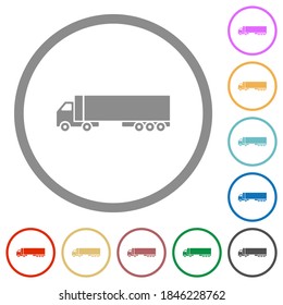 Camion flat color icons in round outlines on white background