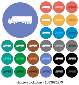 Camion multi colored flat icons on round backgrounds. Included white, light and dark icon variations for hover and active status effects, and bonus shades.