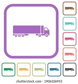 Camion simple icons in color rounded square frames on white background