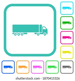 Camion vivid colored flat icons in curved borders on white background