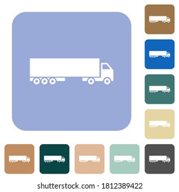 Camion white flat icons on color rounded square backgrounds. 6 bonus icons included