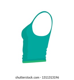 Camisole green graphic jacket vector icon. Mama flat dress pretty body side view