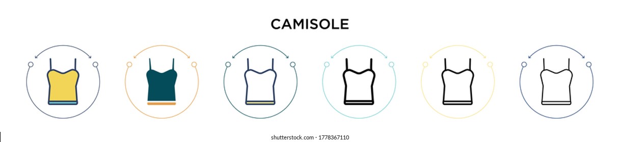 Icono de camisol en estilo relleno, delgado, contorno y trazo. Ilustración vectorial de dos diseños de iconos vectores de camisol de color y negro se pueden utilizar para móviles, ui, web