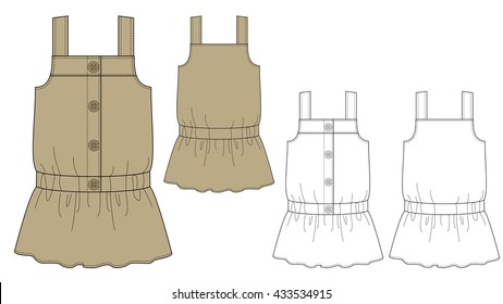 camisole top for Girls Vector Template