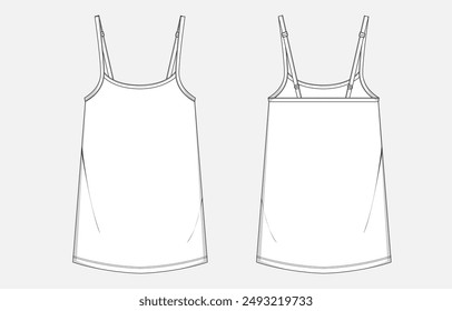 Camisole Top technische Zeichnung Mode Flachskizze Vektorillustration Vorlage für Babymädchen