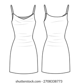 Camisola encabeza el boceto plano técnico de la Plantilla de la maqueta del diseño del Vector.